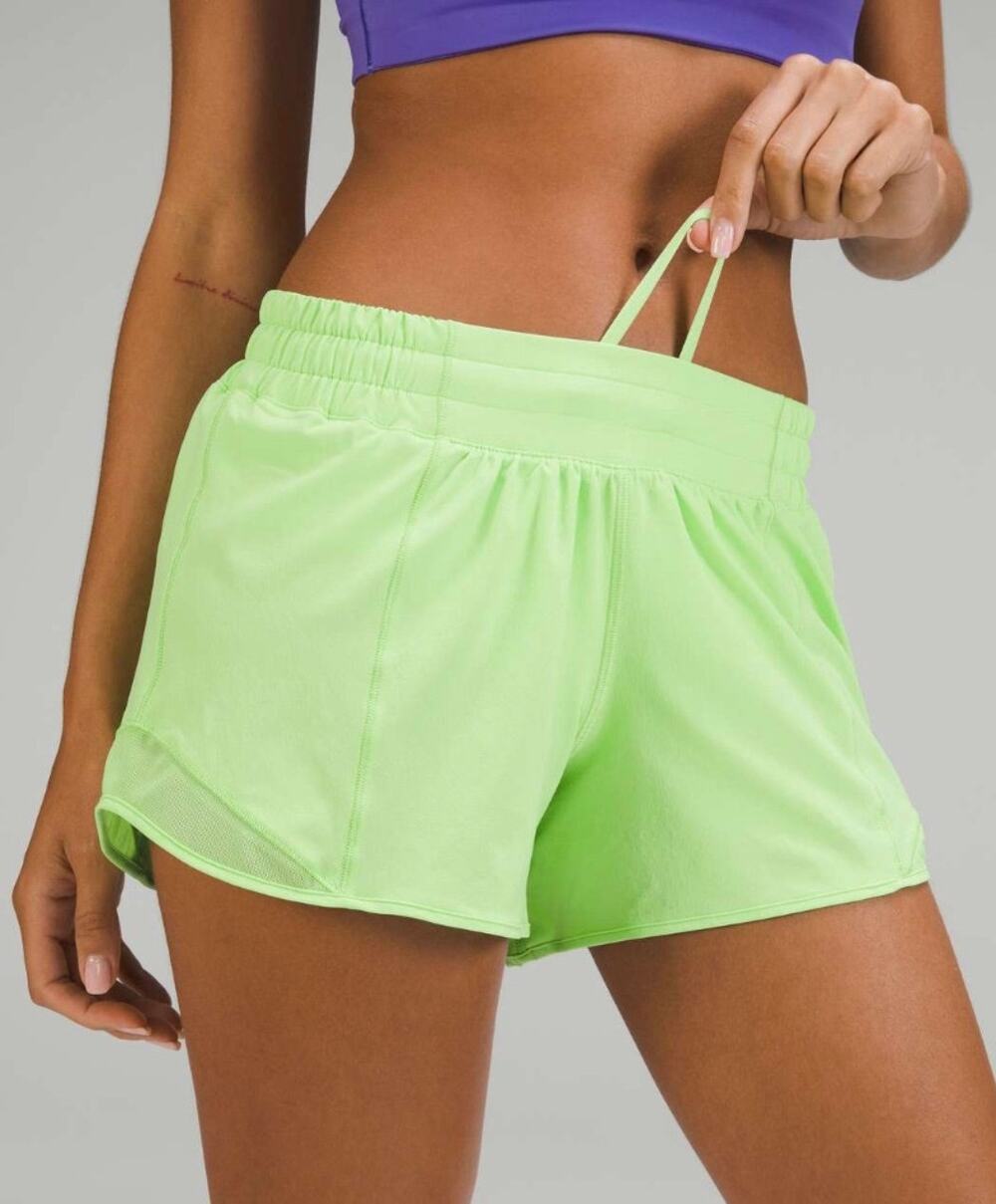 Lululemon Hotty Hot Low-Rise Lined Short 4", Lime Green, Size 6